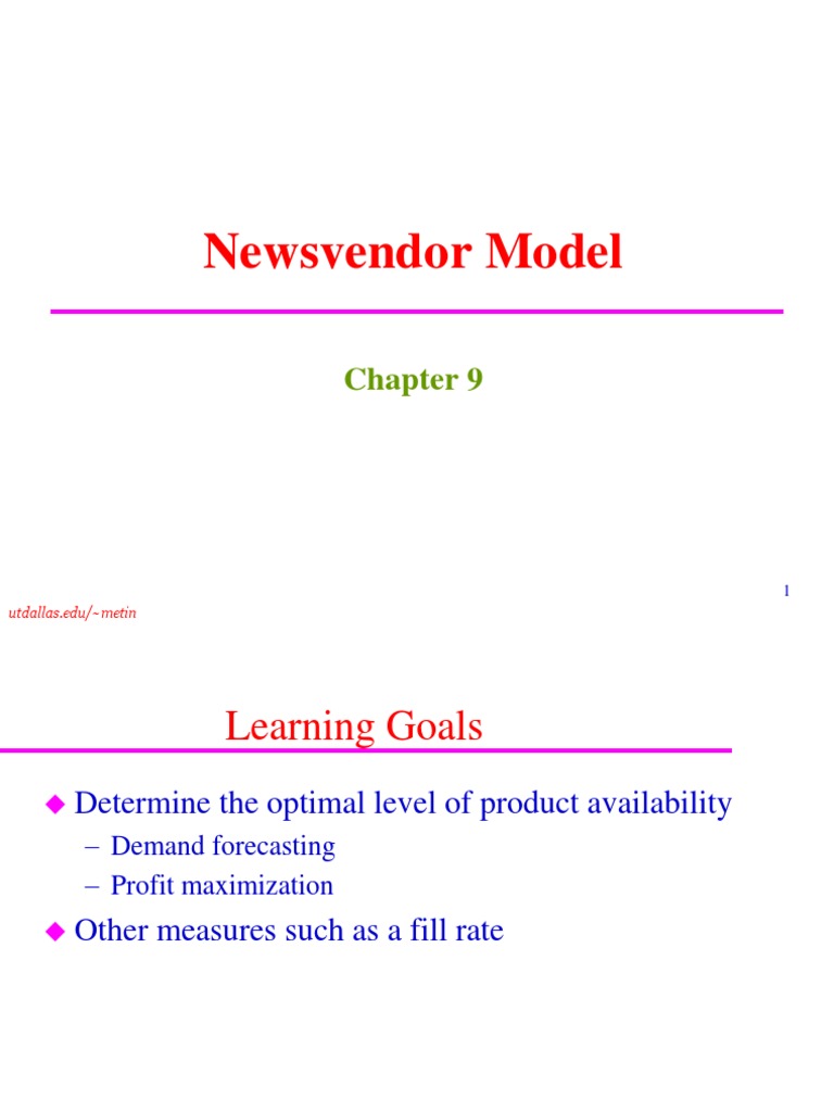 Newsvendor Problem | PDF