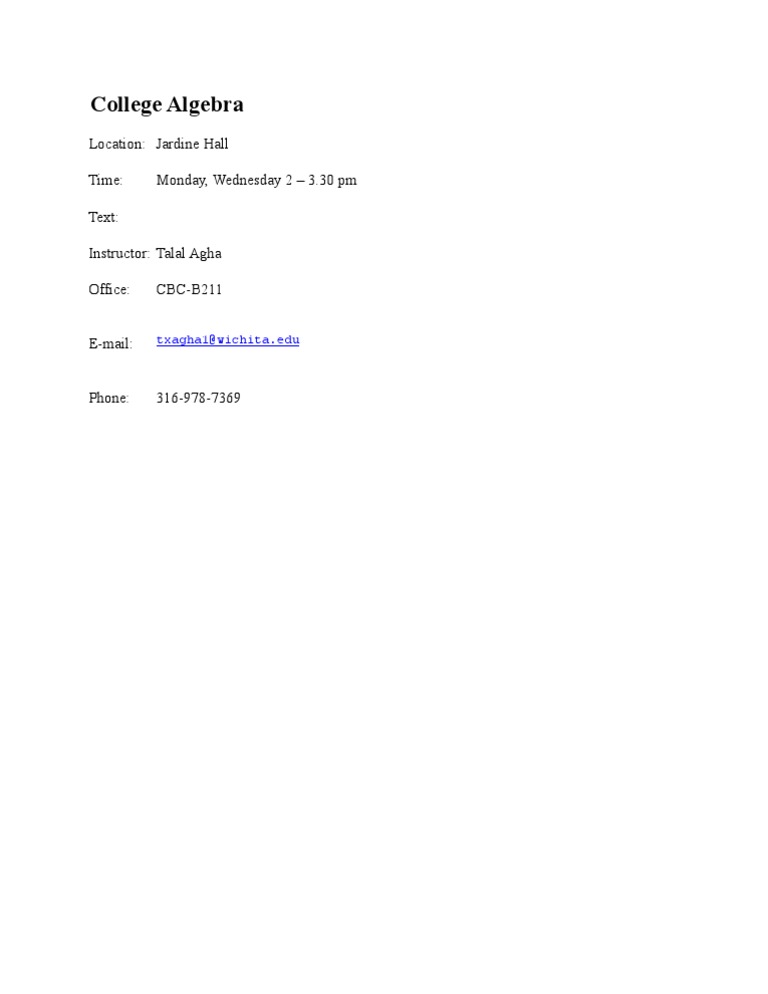 College Algebra Course Details | PDF