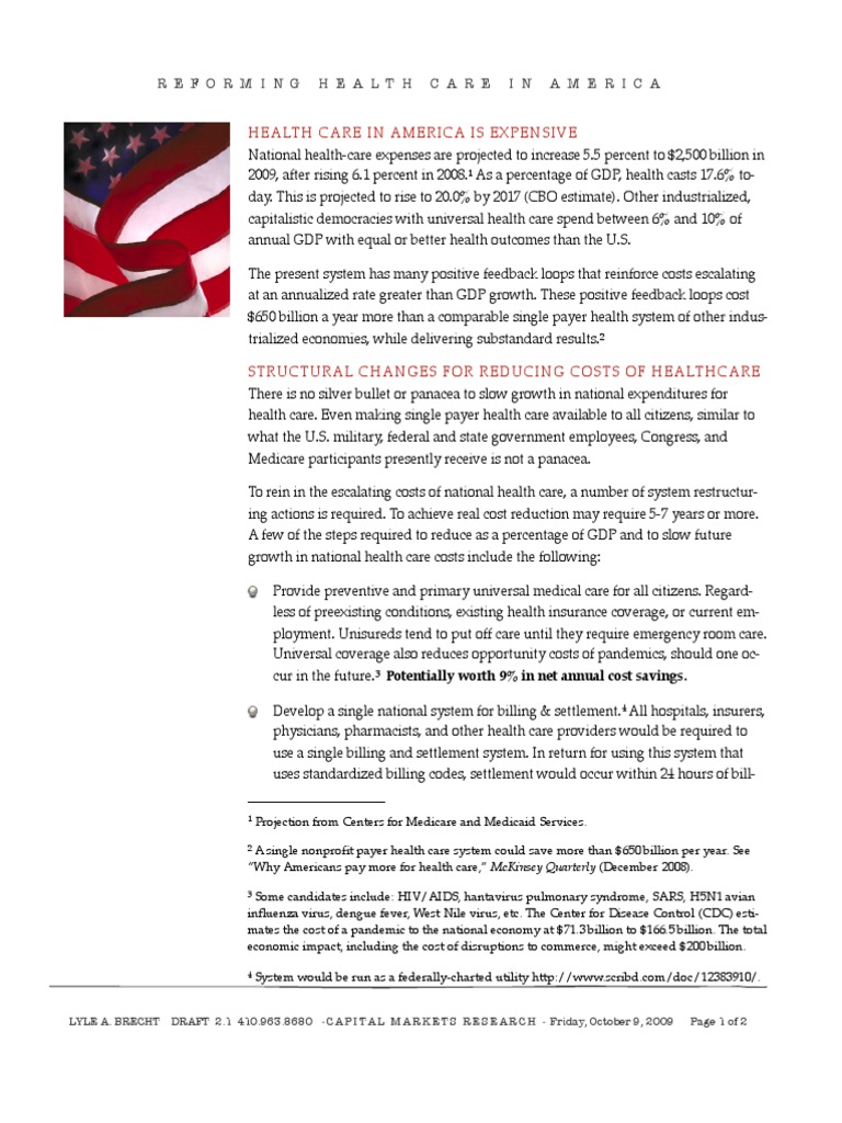 Reforming Health Care in America | PDF | Health Care In The United ...