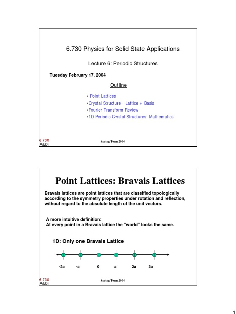 Bravais Lattices in Crystal Structures | PDF | Crystal Structure ...