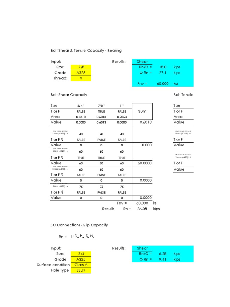 Bolt Shear Capacity PDF