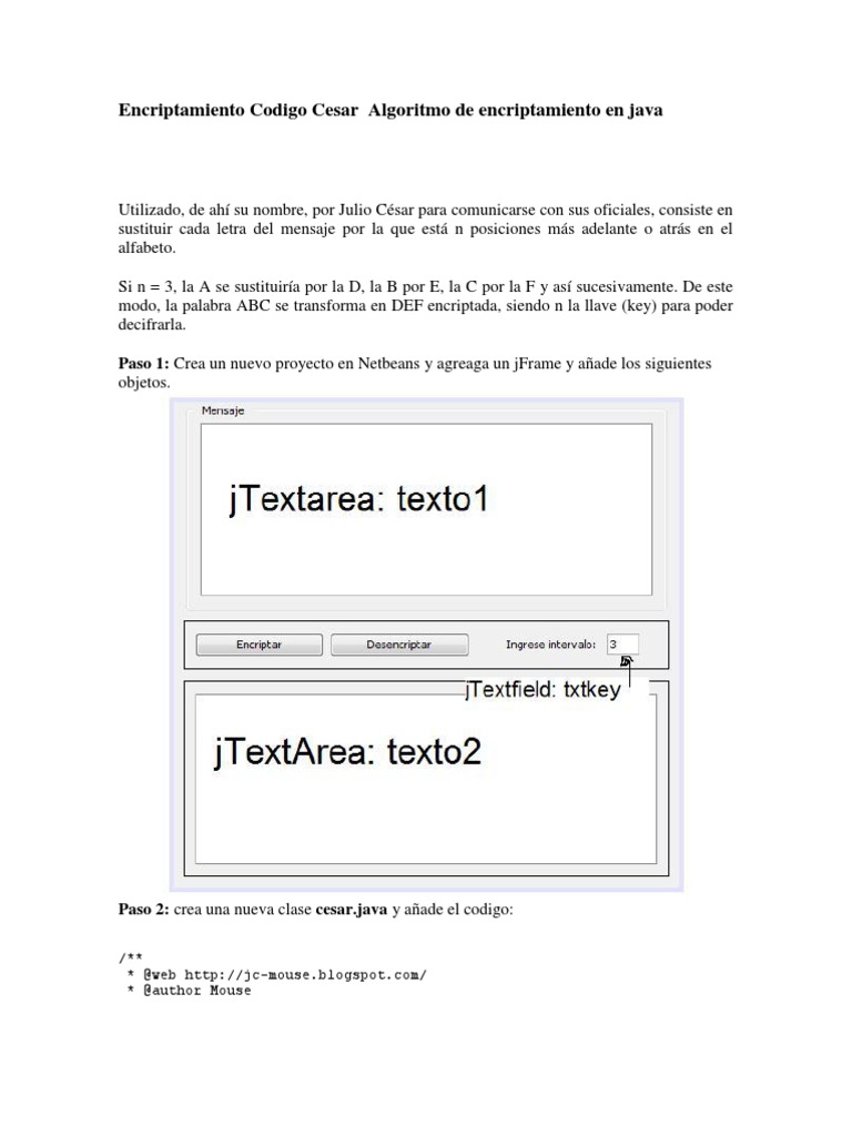 Encriptación con Código César en Java | PDF | Java (lenguaje de ...