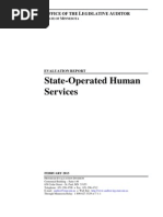Minnesota Office of The Legislative Auditor Report On The Dept. of Human Services