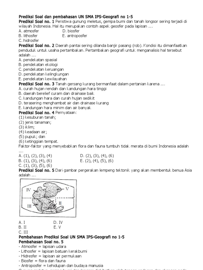 Prediksi Soal Dan Pembahasan Un Sma Ips Geografi