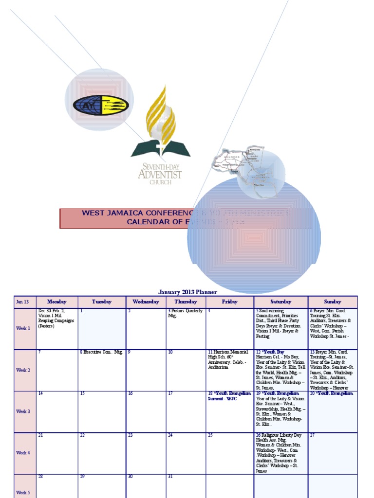 2013 Calendar of Events For WJC PDF Easter Protestant