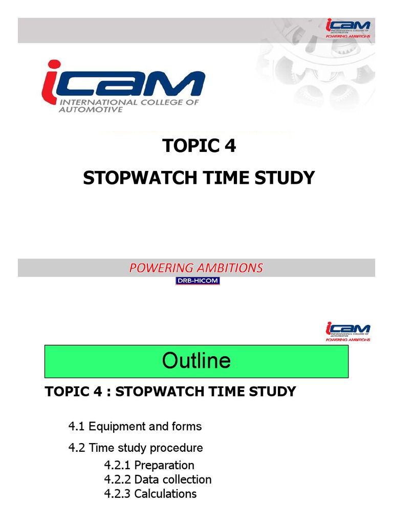 Determining Standard Times through Stopwatch Time Studies PDF Timer