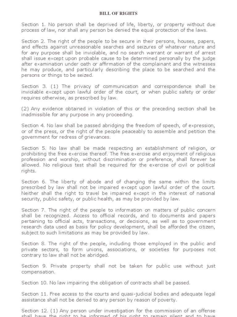 Comprehensive Bill of Rights Overview | PDF | United States Bill Of ...