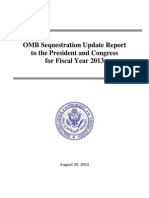 OMB Sequestration Update Report To The President and Congress For Fiscal Year 2013 August 20, 2012