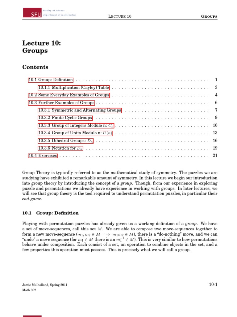 10 Groups | PDF | Group (Mathematics) | Determinant