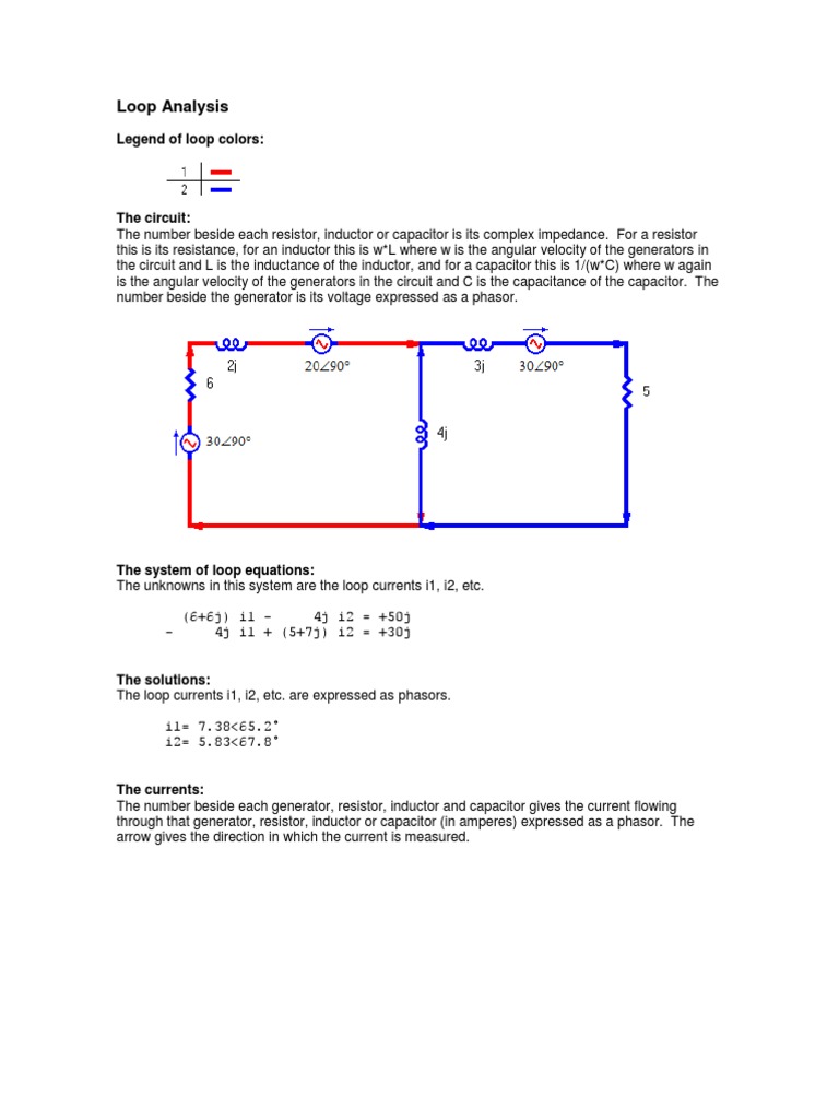 Circuit Loop Analysis with Phasors | PDF | Capacitor | Electrical Impedance
