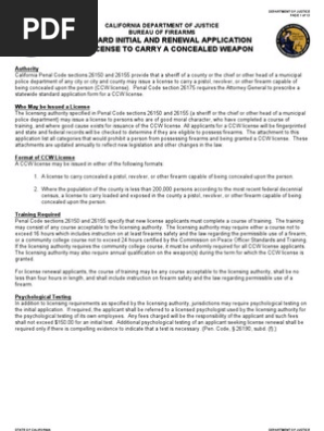 California DOJ Standard Carry License Application