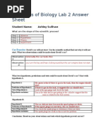 Principles of Biology Lab 2 Answer Sheet: Student Name: Ashley Sullivan