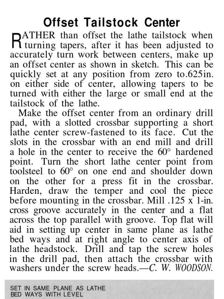 Offset Tailstock Center Assembly Guide | PDF