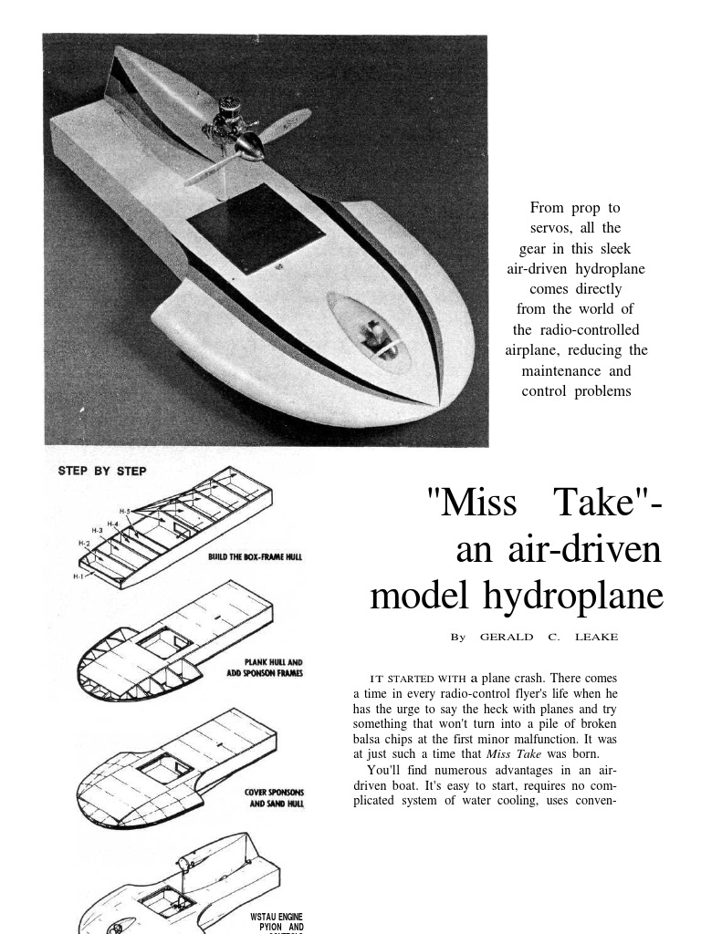 RC Air-Driven Hydroplane Plans | PDF | Rudder | Airplane