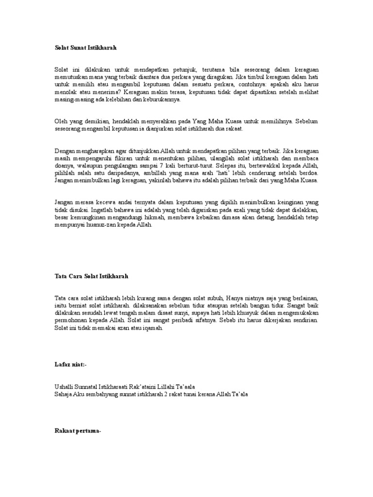 Solat Sunat Istikharah