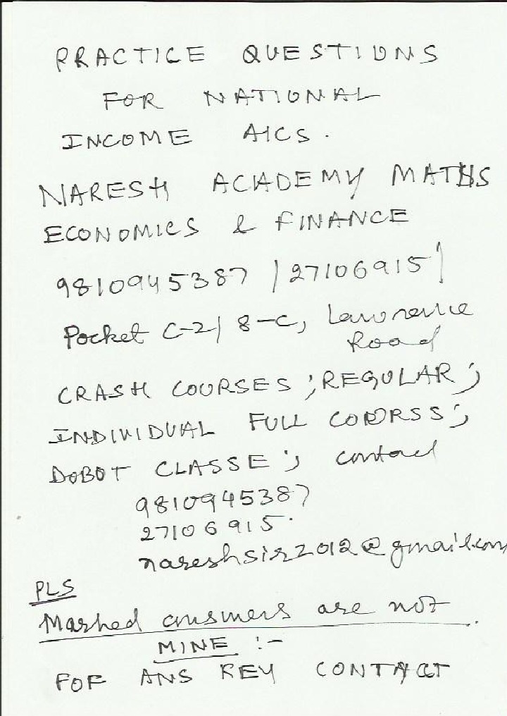 TEST BANK DSE Jnu (SSS. SIS) Isi Jamia Dse National Accounts