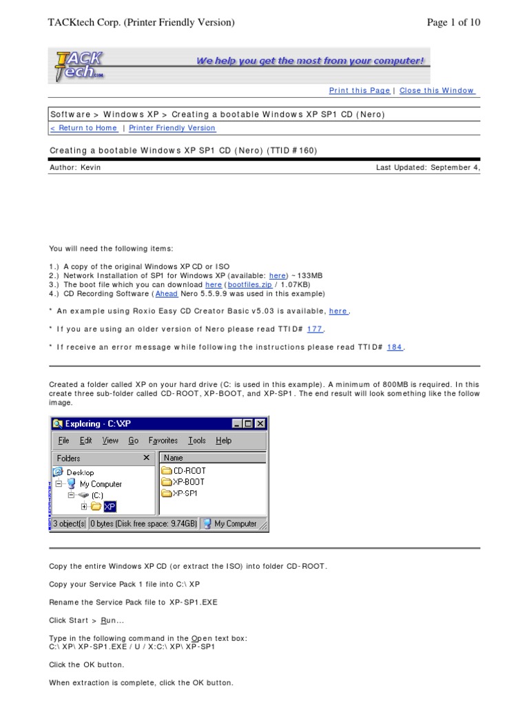 Create Bootable Windows XP SP1 CD | PDF | Windows Xp | Microsoft Windows