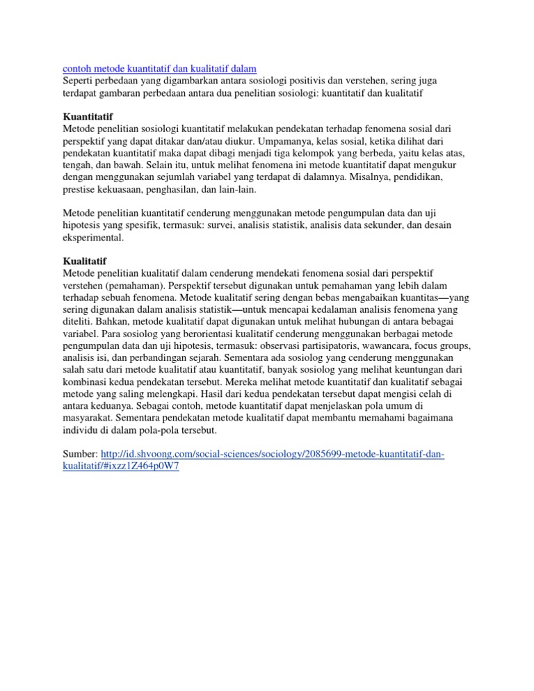 Contoh Metode Kuantitatif Dan Kualitatif Dalam Docx