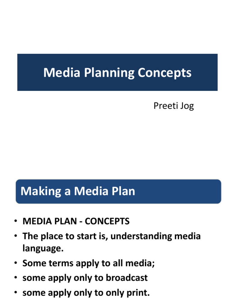 Media Planning Concepts Overview | PDF | Advertising | Mass Media