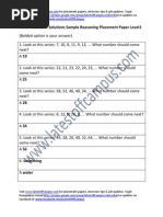 Mindfire Solutions Sample Reasoning Placement Paper Level1