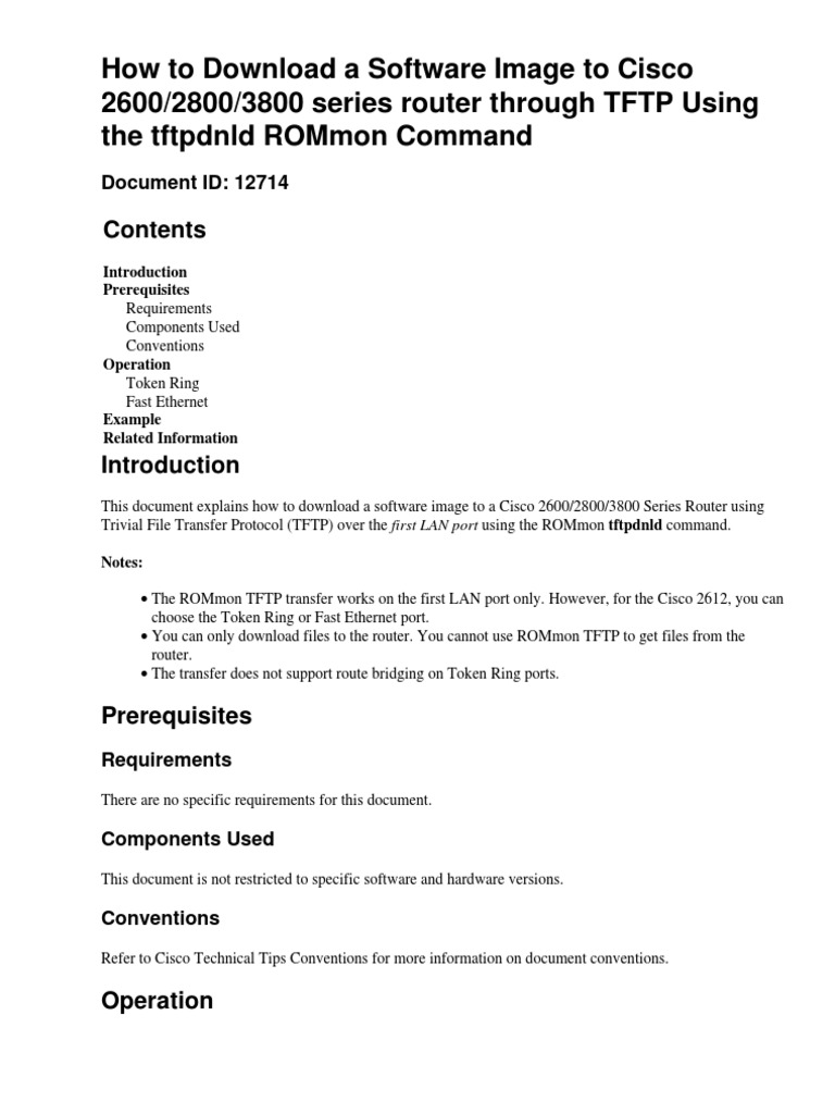 Cisco How To Download A Software Image To Cisco 260028003800 Series