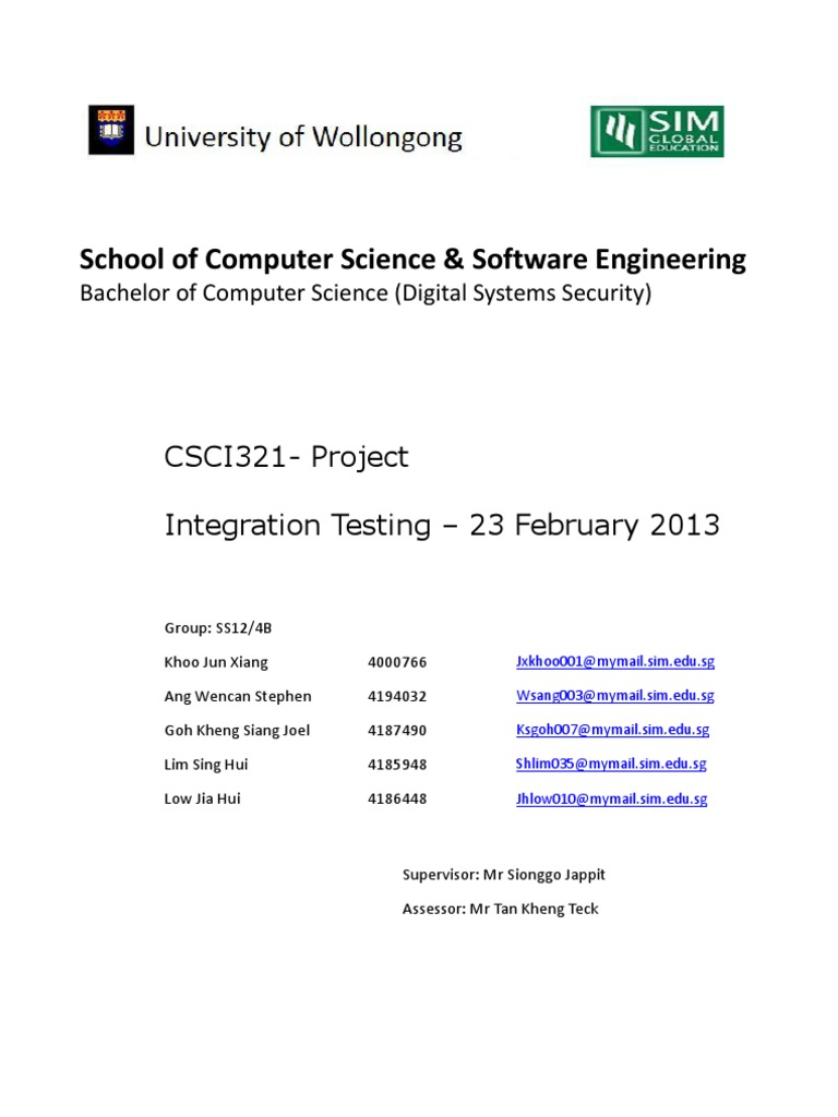 DSS 12 S4 03 Integration Testing | PDF | User (Computing) | Databases