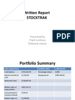 Written Report Stocktrak: Presented by Frank Lontouo Chibueze Nwosu