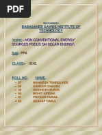 Non Conventional Energy Sources Focus On Solar Energy