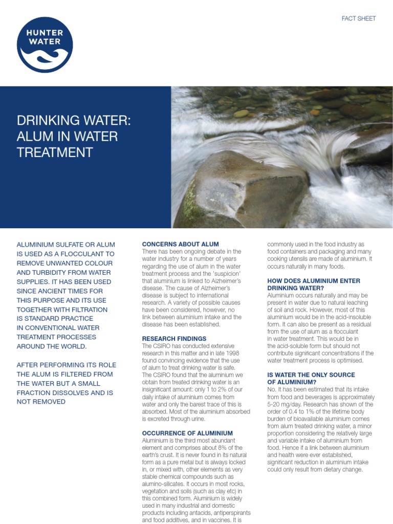 Alum in Drinking Water Mar2011 PDF Water Purification Aluminium