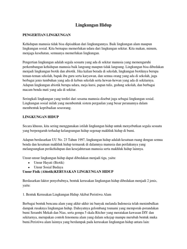 Artikel Lingkungan Hidup