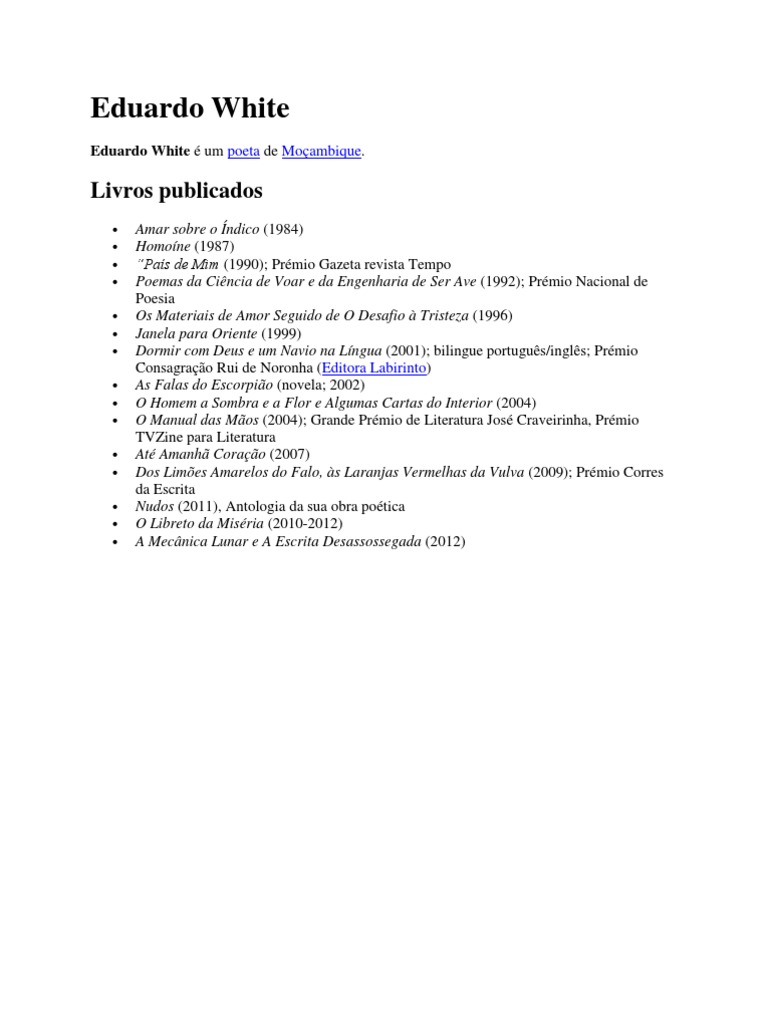 Autores Mocambicanos e Suas Obras