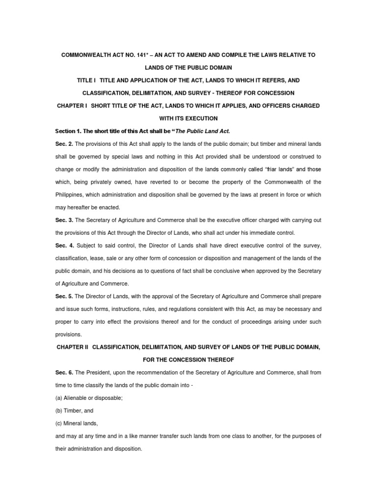 Public Land Act of 1902 CA 141 PDF Patent Application Lease