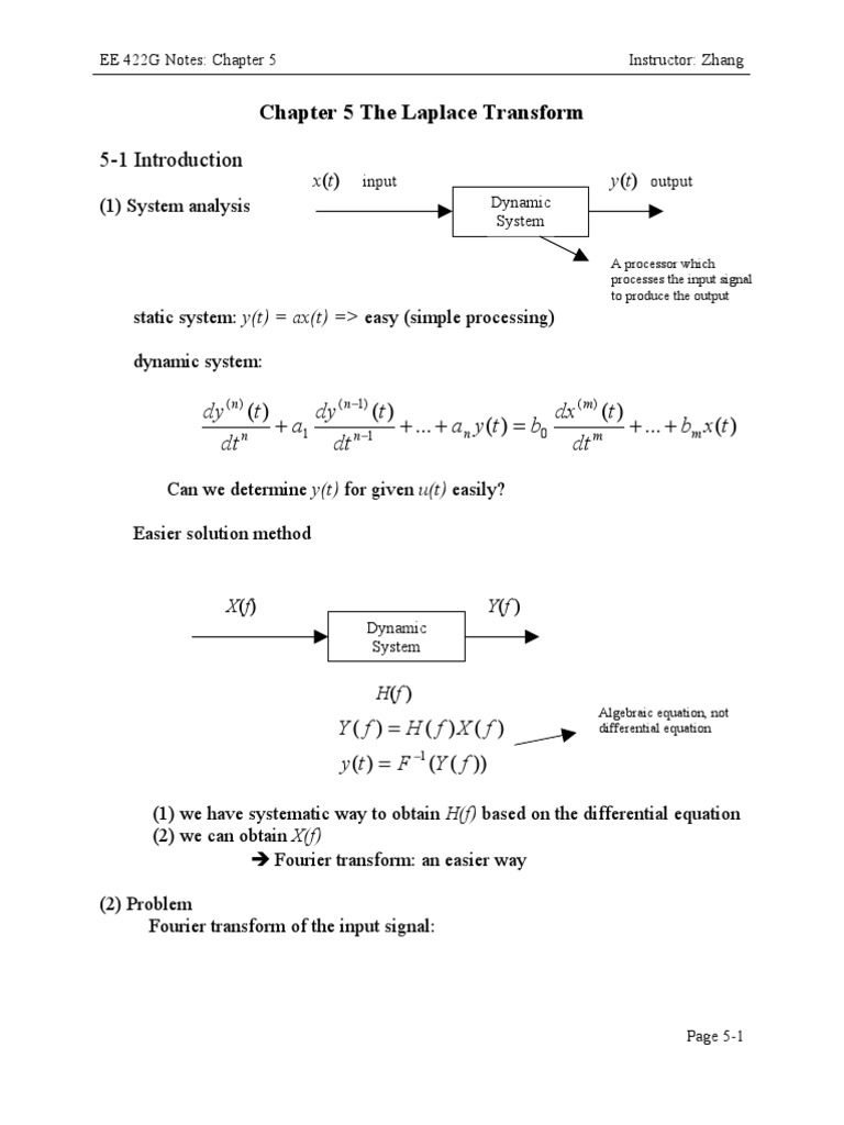 5-1 Introduction: Chapter 5 The Laplace Transform | PDF | Laplace ...