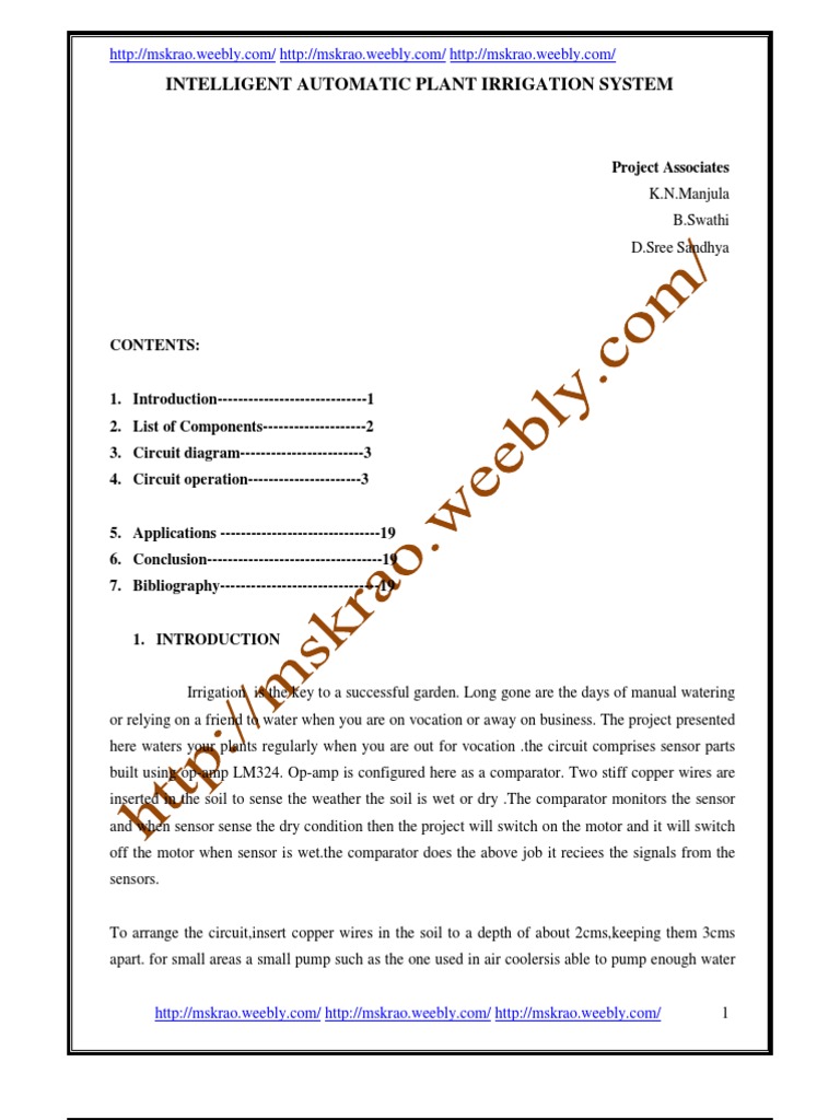 Intelligent Automatic Plant Irrigation System | PDF | Operational ...