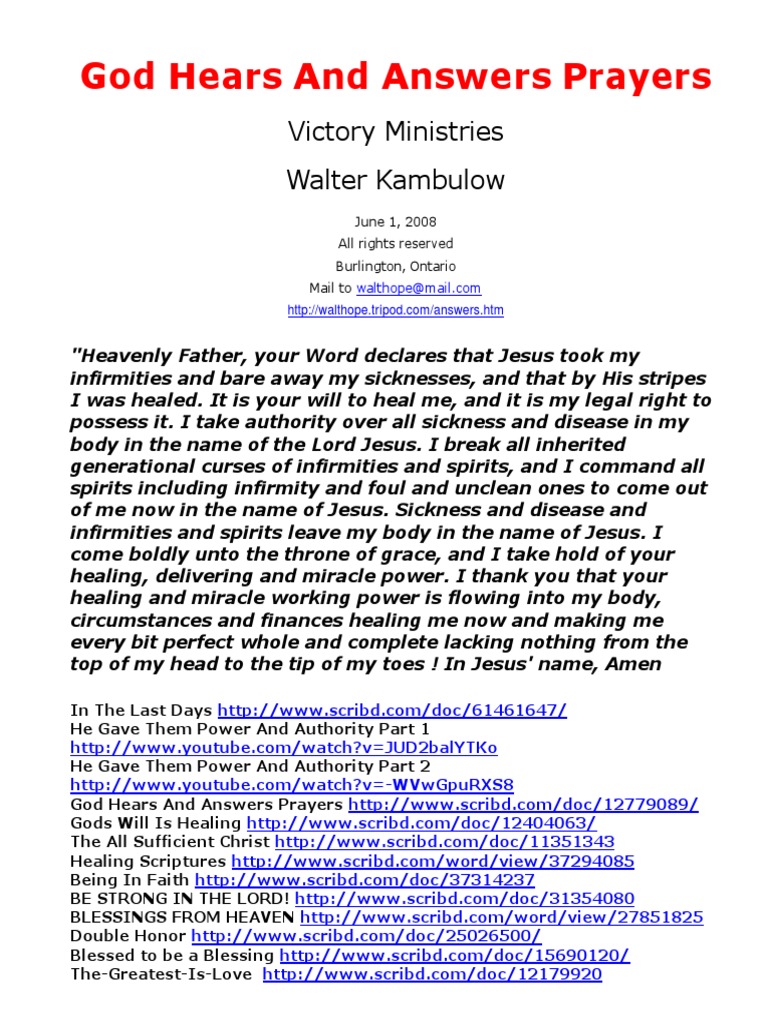 God Hears And Answers Prayers Pdf John The Baptist Christianity