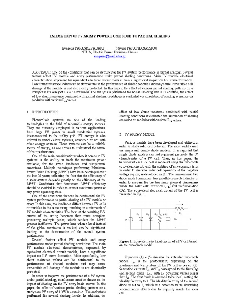 PV Losses from Partial Shading Analysis | PDF | Photovoltaic System ...