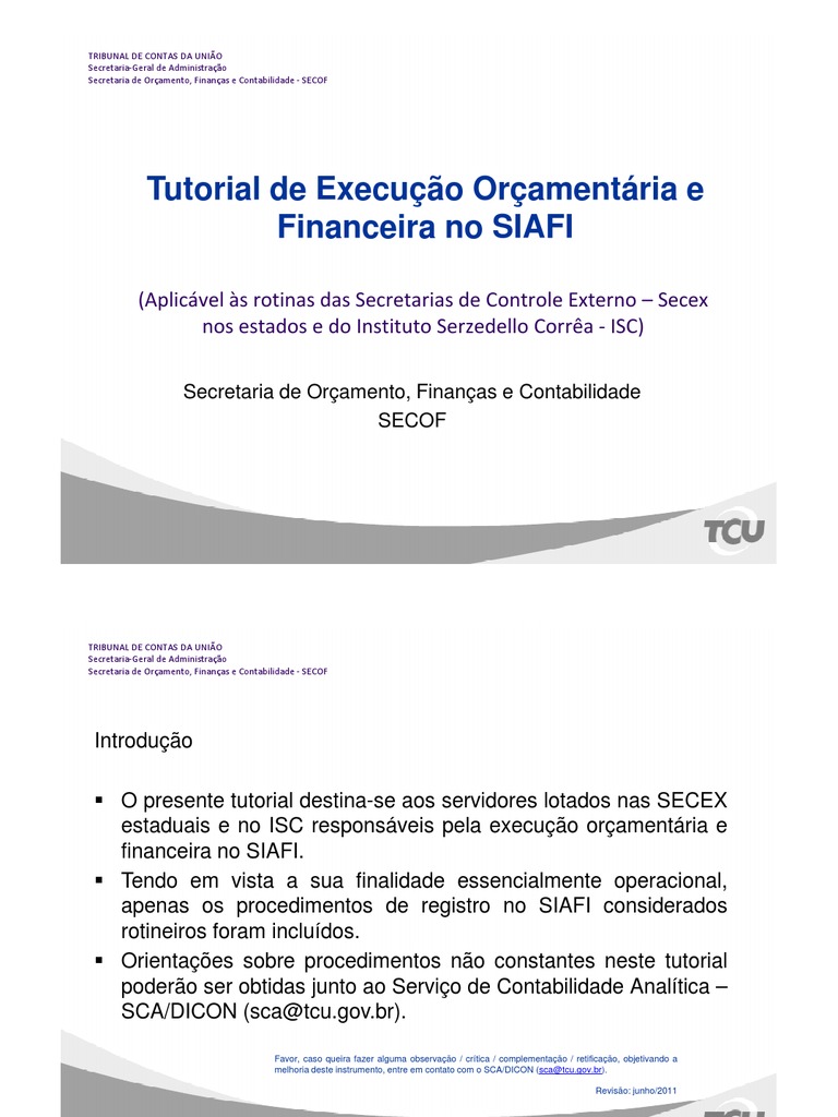 Execução Orçamentária no SIAFI | PDF | Orçamento | Conta de transação