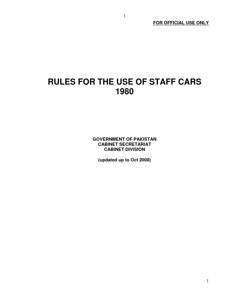 Staff Car Usage Rules 1980 Pakistan | PDF | Fuel Economy In Automobiles ...