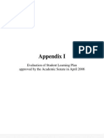 1. Evaluation of Student Learning Plan Approved by the Academic Senate in April 2006