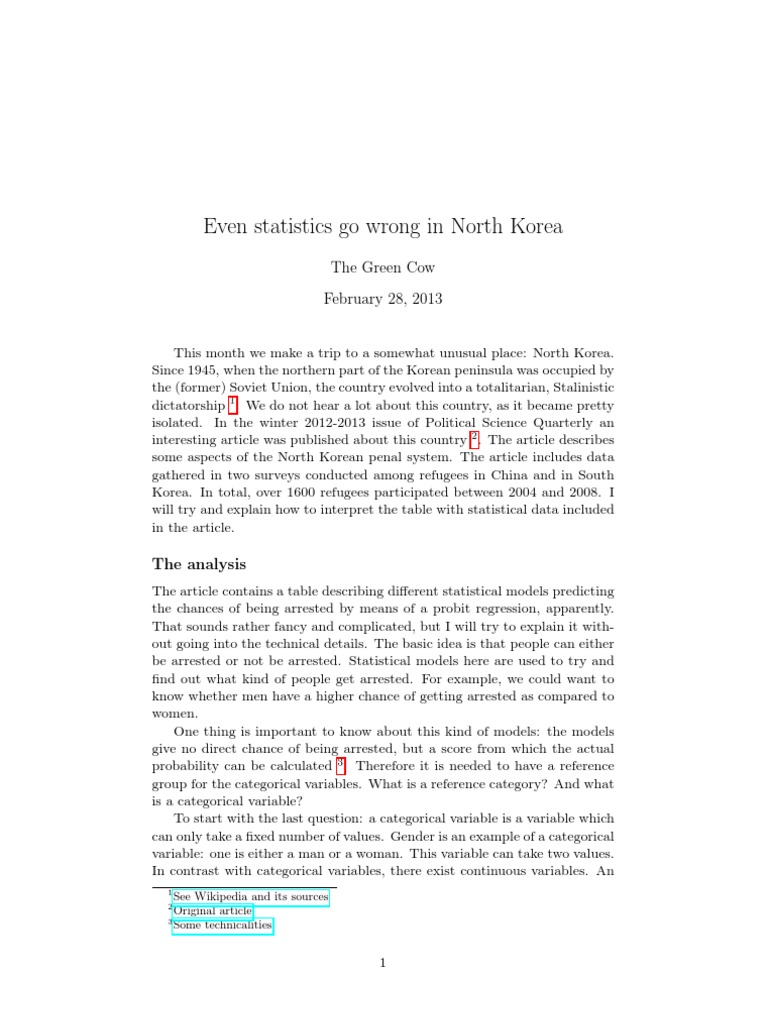 North Korea Pdf Categorical Variable Statistics