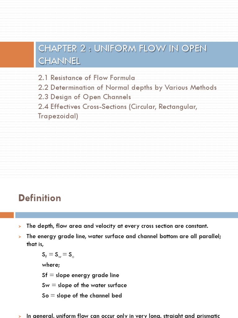 Uniform Flow in Open Channels Explained | PDF | Chemical Engineering ...