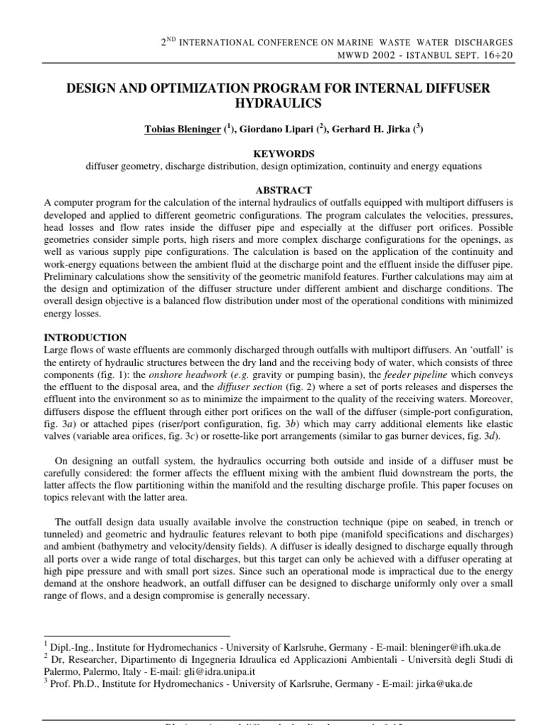 Bleninger-Internal Diffuser Hydraulics | PDF | Fluid Dynamics ...