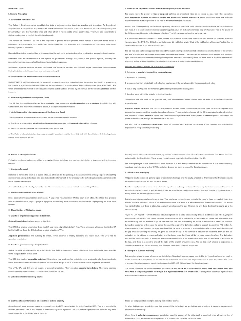 REMEDIAL LAW Lecture Transcribed | PDF | Lawsuit | Pleading