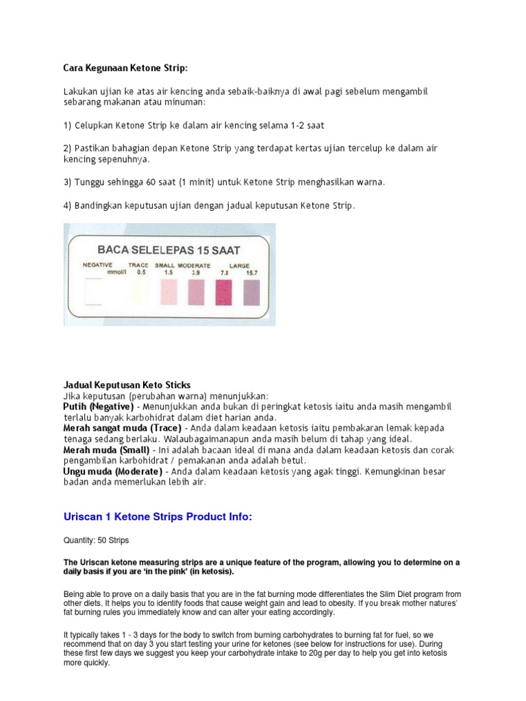 Ketone Strip PDF Ketosis Dieting