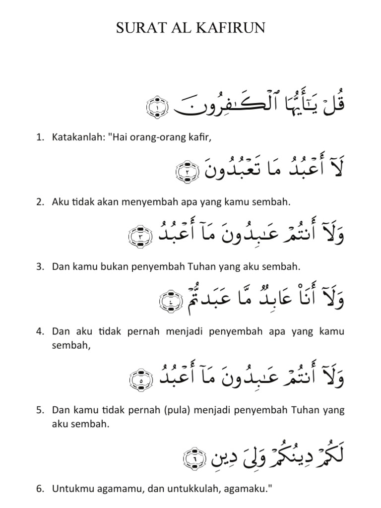 Download 68+ Contoh Surat Al Kafirun Yang Artinya . Aku Tidak Akan Menyembah Apa Yang Kamu Sembah Terbaik Dan Terbaru