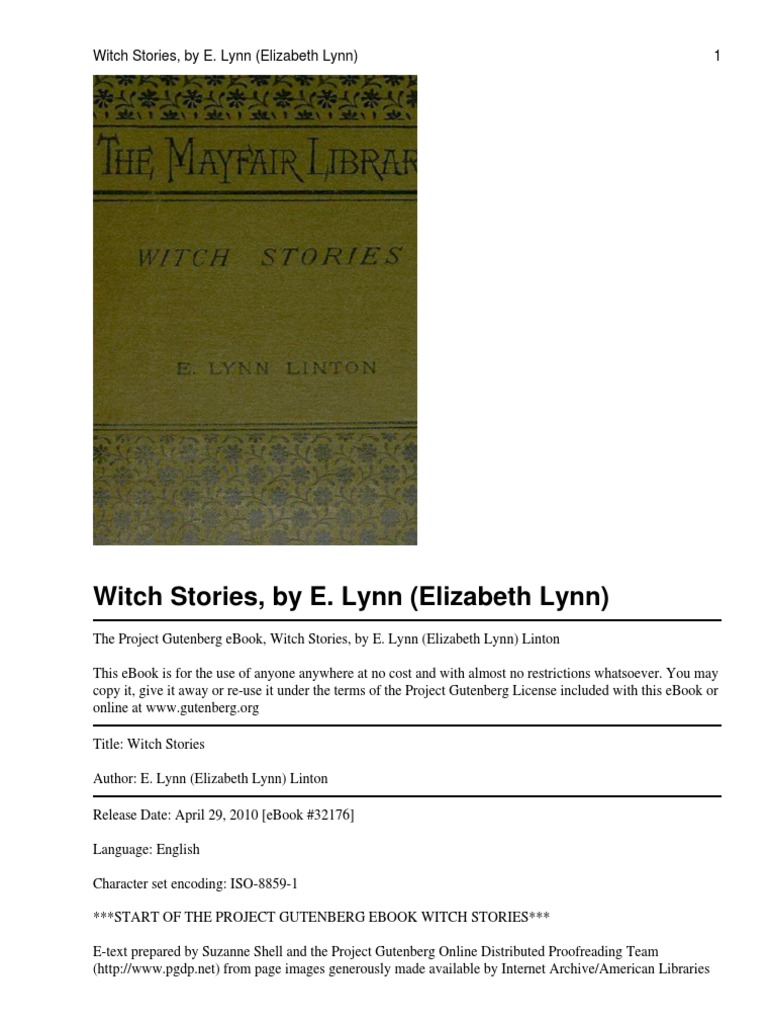 Witch Stories, by E. Lynn (Elizabeth Lynn) 1 | PDF | Project Gutenberg |  Witchcraft