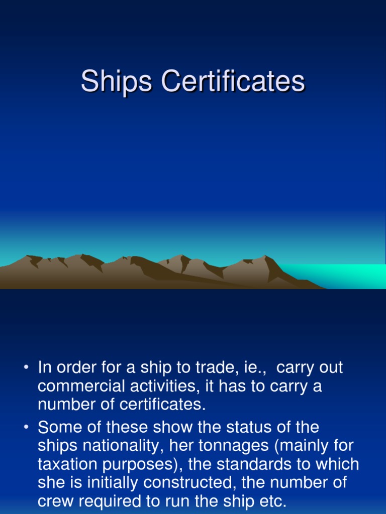 Ships Certificates Ships Tonnage