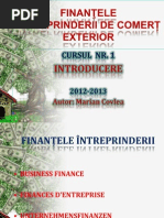 CURSUL  NR. 1 - INTRODUCERE ÎN FINANȚELE ÎNTREPRINDERII DE COMERȚ EXTERIOR