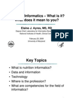 Nutrition Informatics - What Is It 2009