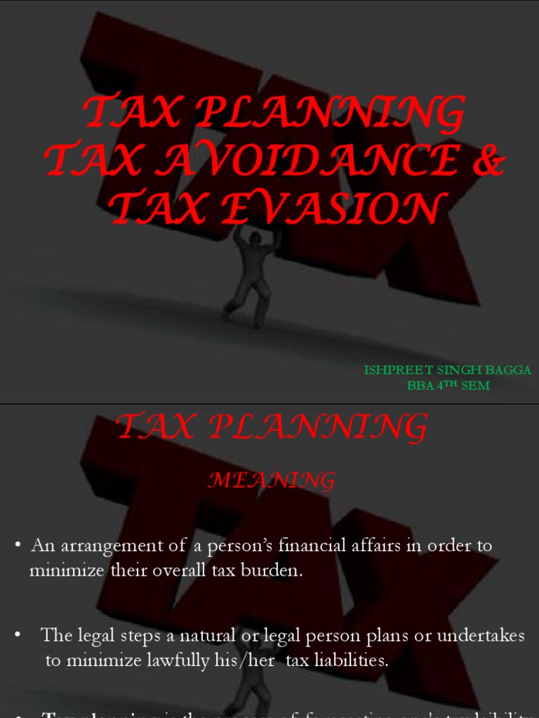 Tax Planning vs. Avoidance vs. Evasion | PDF | Tax Avoidance | Tax ...